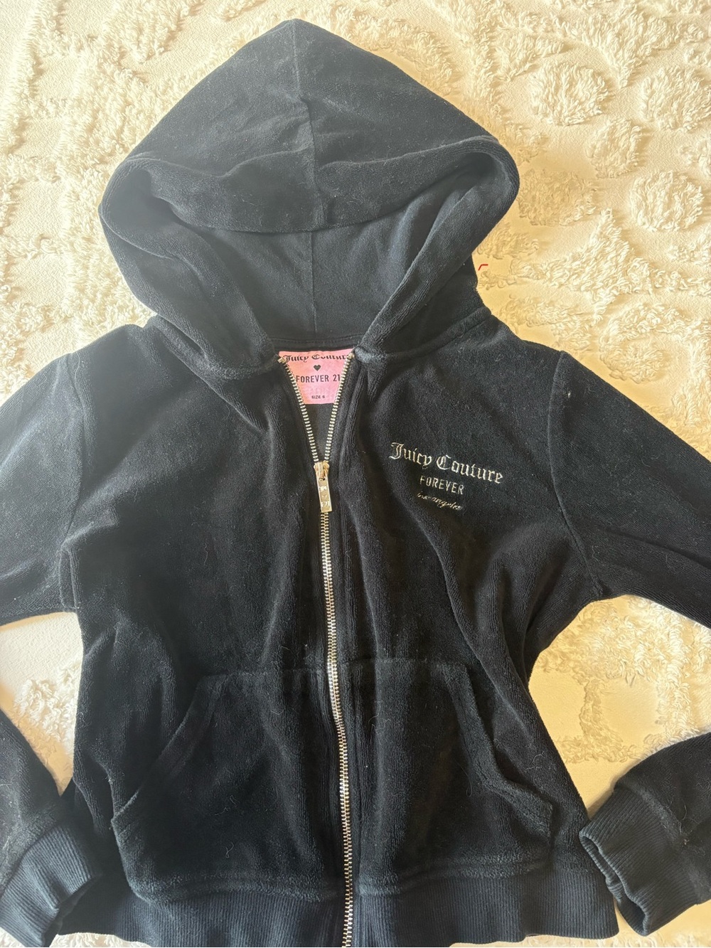 Juicy Couture Black Velour Hooded Zip Jacket